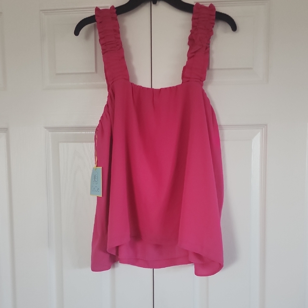 CeCe Fuchsia Ruffled Tank Top - Picture 3 of 3